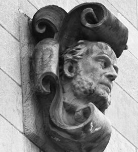 Statue of Amasa Stone on Amasa Stone Chapel