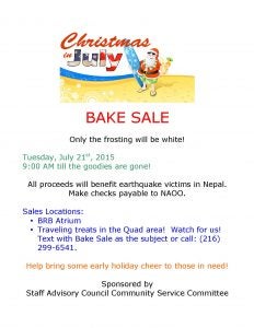 Bake sale for Nepal earthquake relief flyer