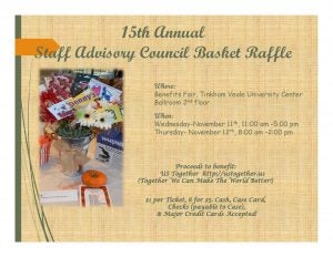 2015 Staff Advisory Council Community Service Basket Raffle flyer