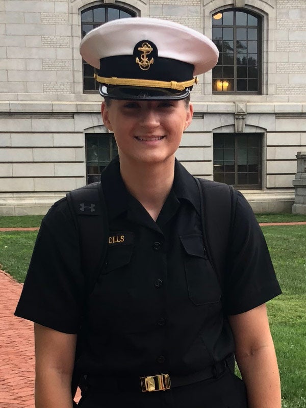 Photo of Brooke Dills in U.S. Navy uniform