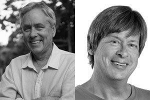 Photo compilation of photos of Carl Hiaasen and David Barry 