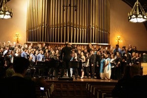 Choral group performing