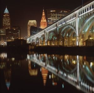 Cleveland skyline night