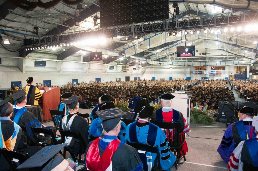 Graduates, family and friends filled the Veale Convocation, Recreation and Athletic Center for the Sunday morning ceremony.