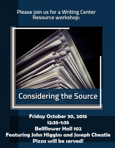 "Considering the Source" workshop flyer