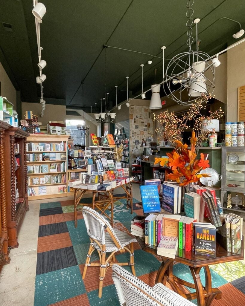 Photo of the interior of Apple Books showing bookcases full of books; credit: appletree books