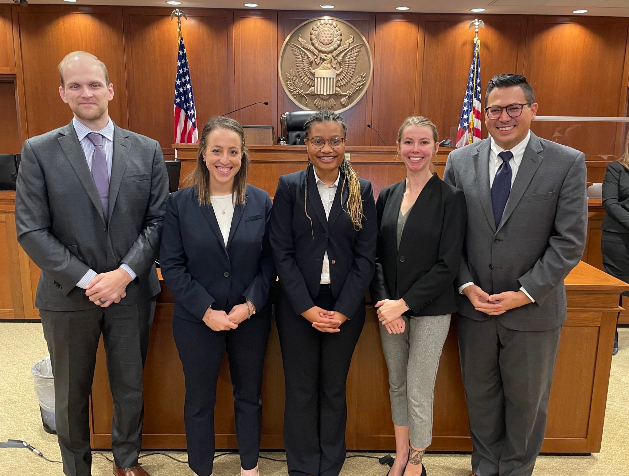 First Amendment Clinic students, fellow and professor