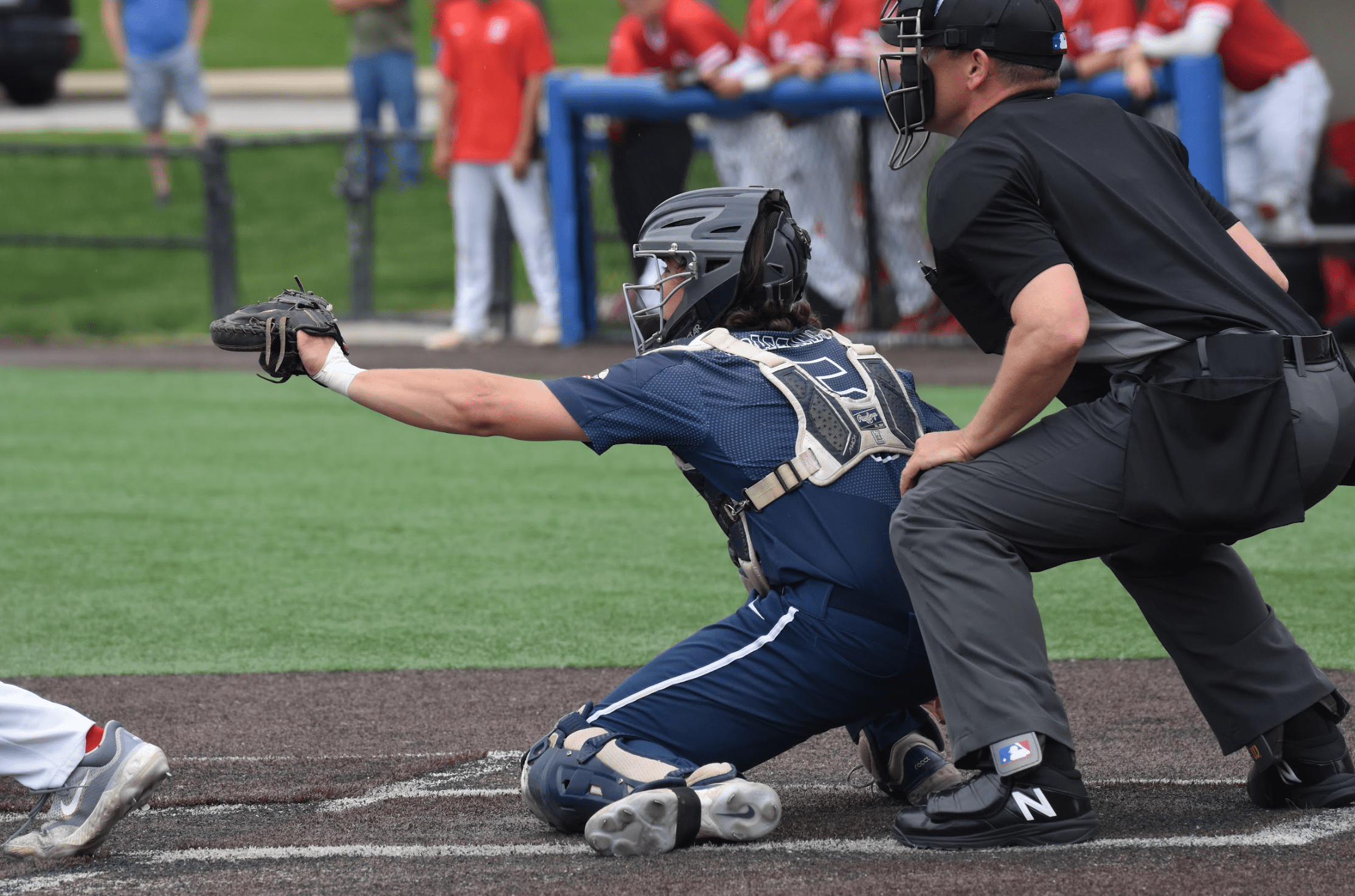 Jack Anderson playing catcher during a game