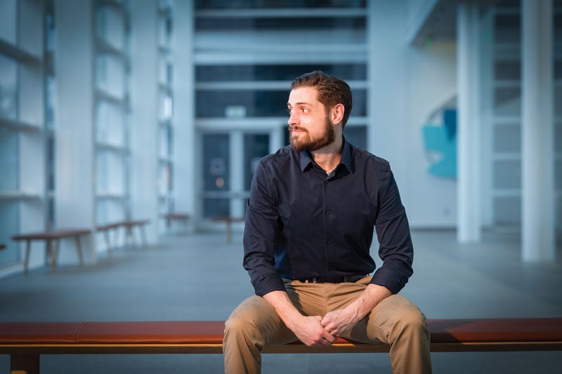 Case Western Reserve University School of Medicine student Derek Lake poses