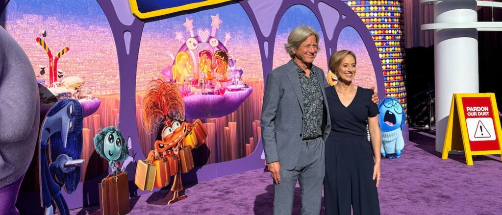 Photo of Lisa Damour alongside a colleague at the premiere of Inside Out 2