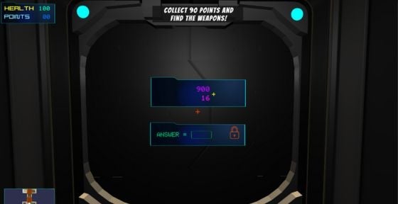 Image of an addition problem screen on the David's Challenge program