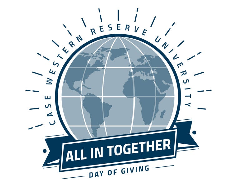 Image of the Day of Giving logo that shows a globe and says "all in together"