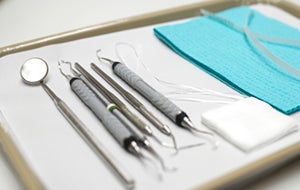 dental instruments on tray