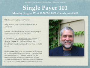 Single Payer 101 lecture flyer