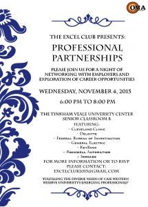 EXCEL Club "Professional Partnerships” event flyer