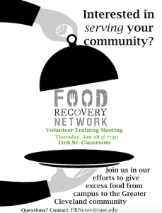 Food Recovery Network volunteer training meeting flyer