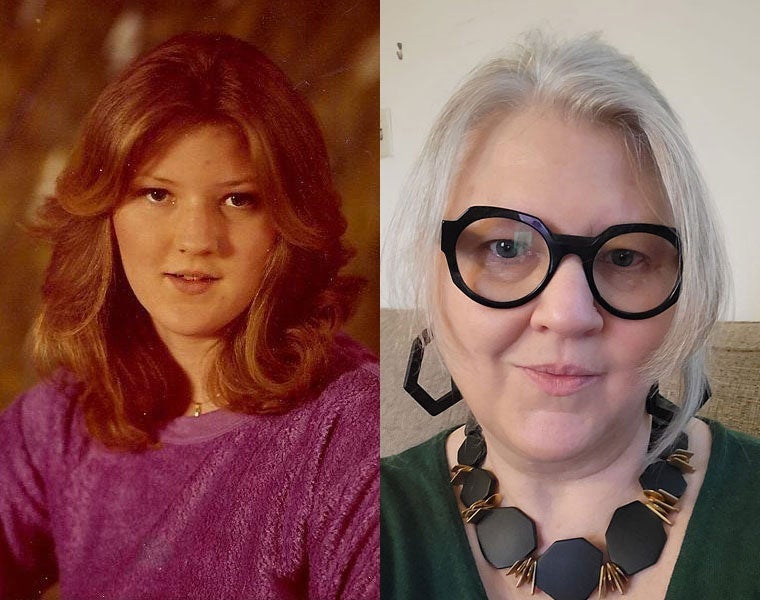 Composite image of then-and-now photos of Gail Shipley