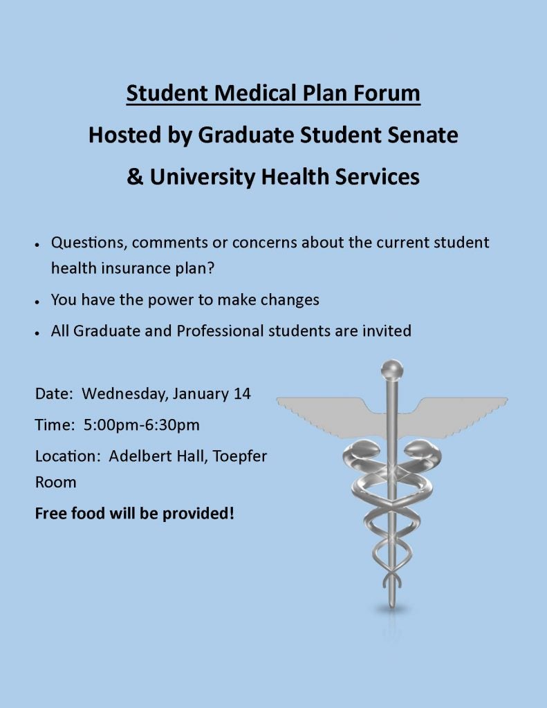 flier for CWRU graduate student medical plan forumn 2015