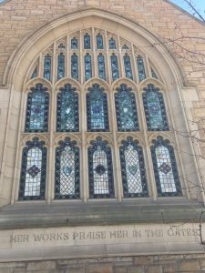 Guess Where photo from Jan. 29, 2018 of the stained glass windows at Harkness Chapel