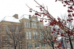 Adelbert Hall in winter CWRU