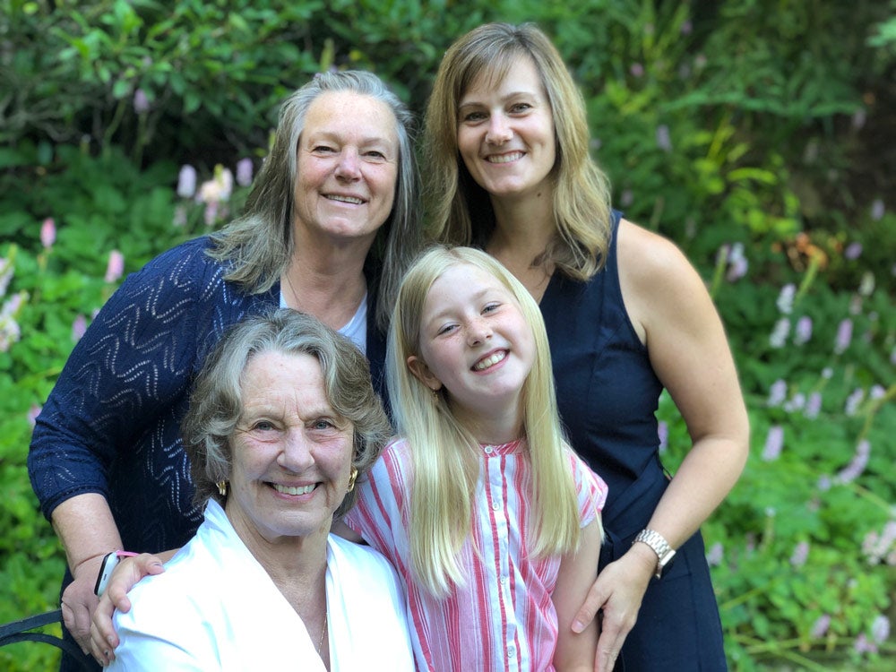 Linda K. O'Dell, Megan Holmes, Diana E. Schneider and Madeline Holmes pose for a photo together