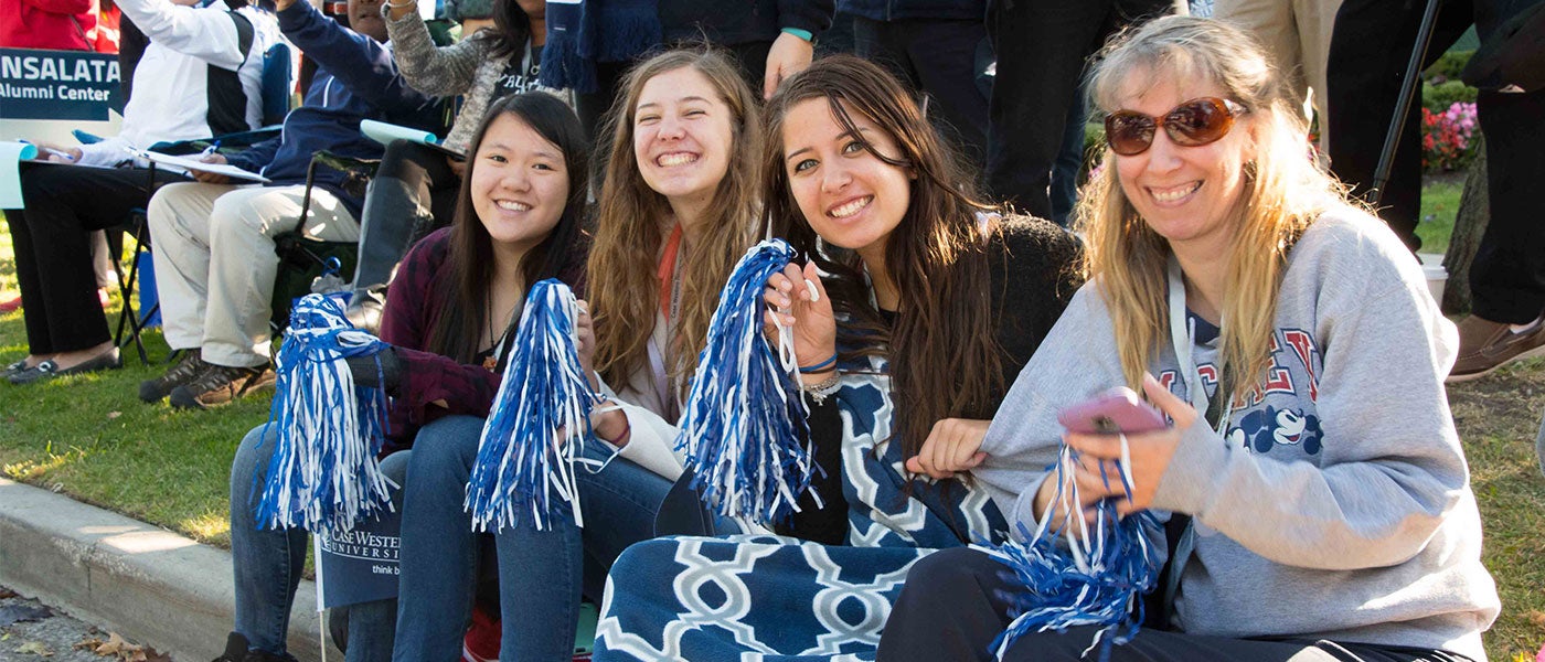 CWRU cheerleaders and band in homecoming parade