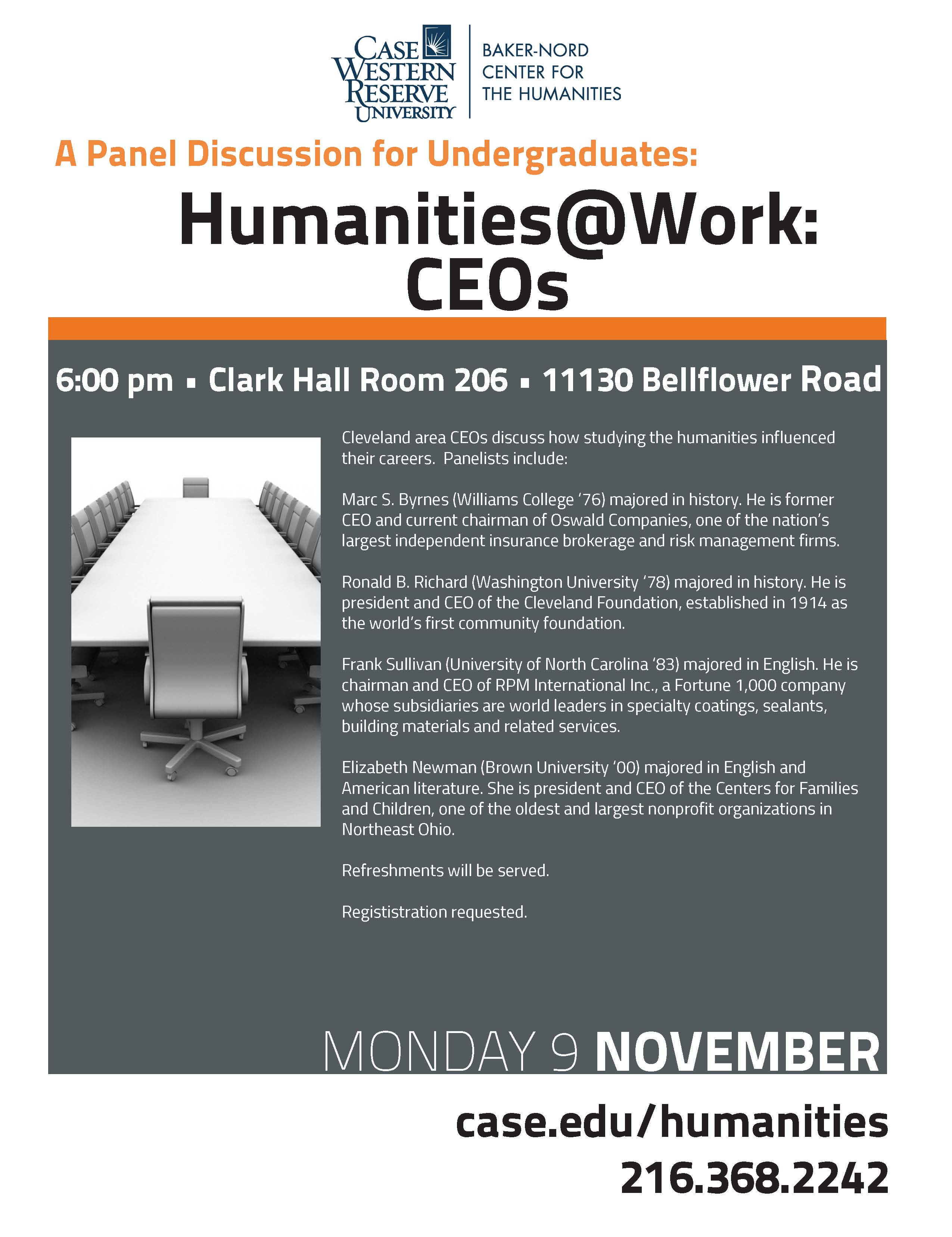 Humanities@Work CEO panel flyer