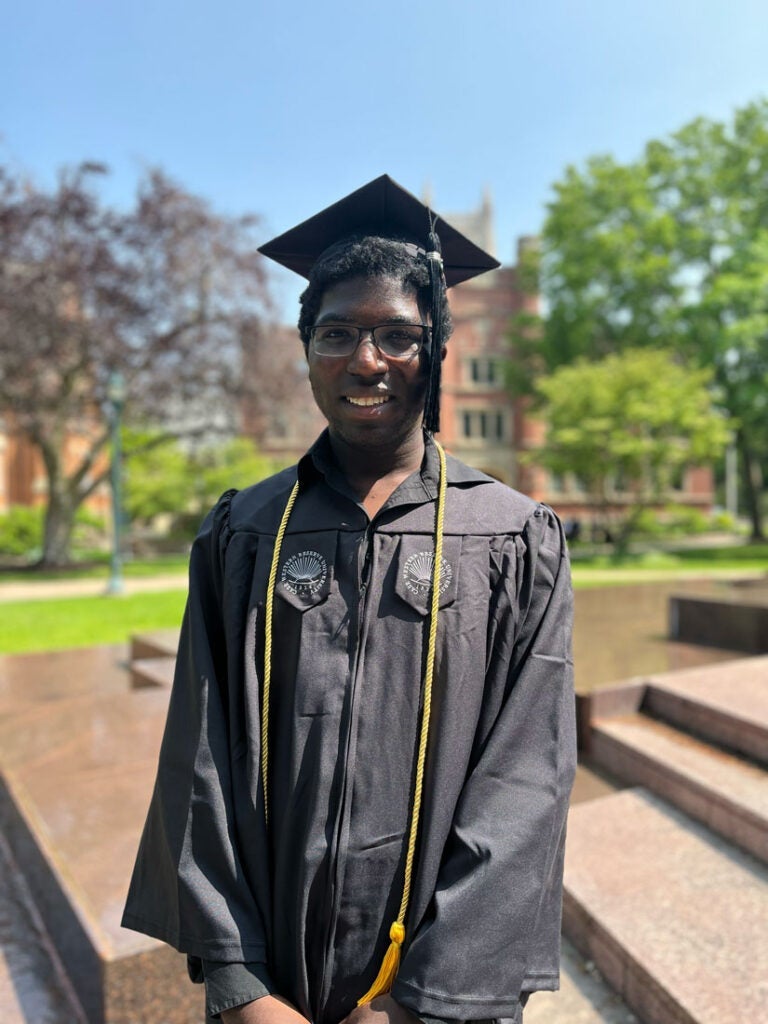 Photo of Jerry Ukwela in his cap and gown