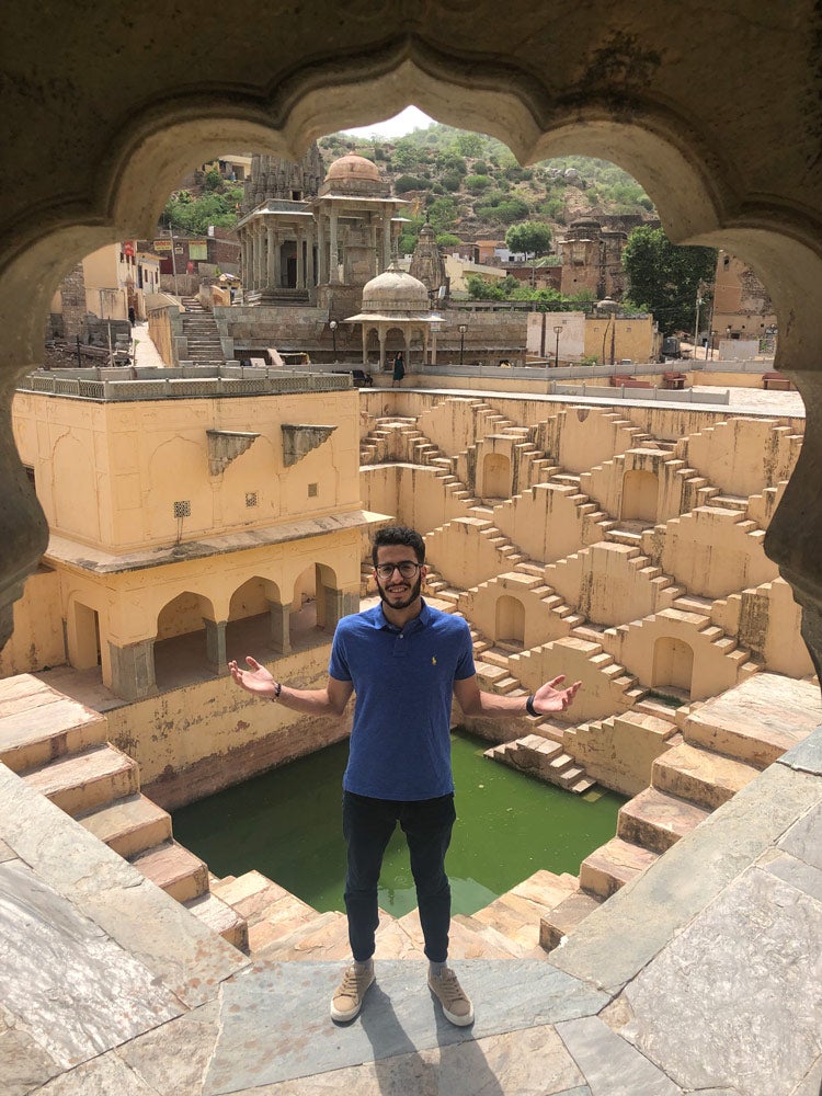 Photo of Kareem Agag posing at a landmark