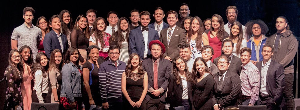 Group photo of students at Gala Latina in 2017