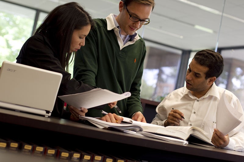 CWRU law students in law library