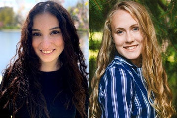 Photo compilation of photos of Leah Schachter and Claire Daugherty