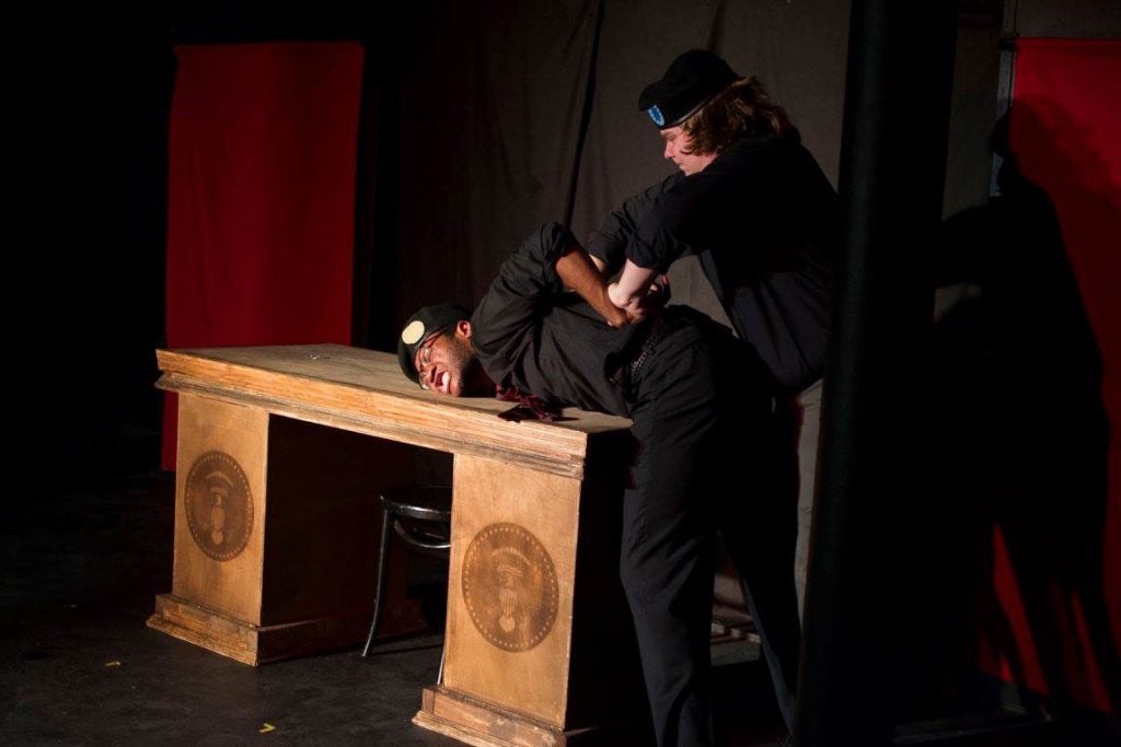 Photo of Alice Li's desk used during performance of Macbeth