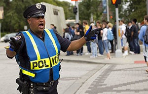 mark-chavis-feat CWRU Police Officer Mark Chavis instructing passersby