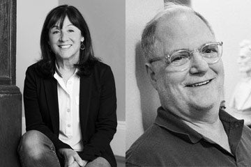 Photo compilation of photos of Jane Mayer and Frank Rich