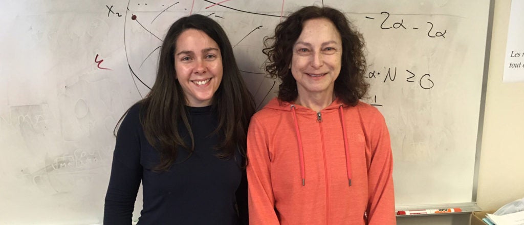 Photo of Elizabeth Meckes and Elisabeth Werner in front of a white board