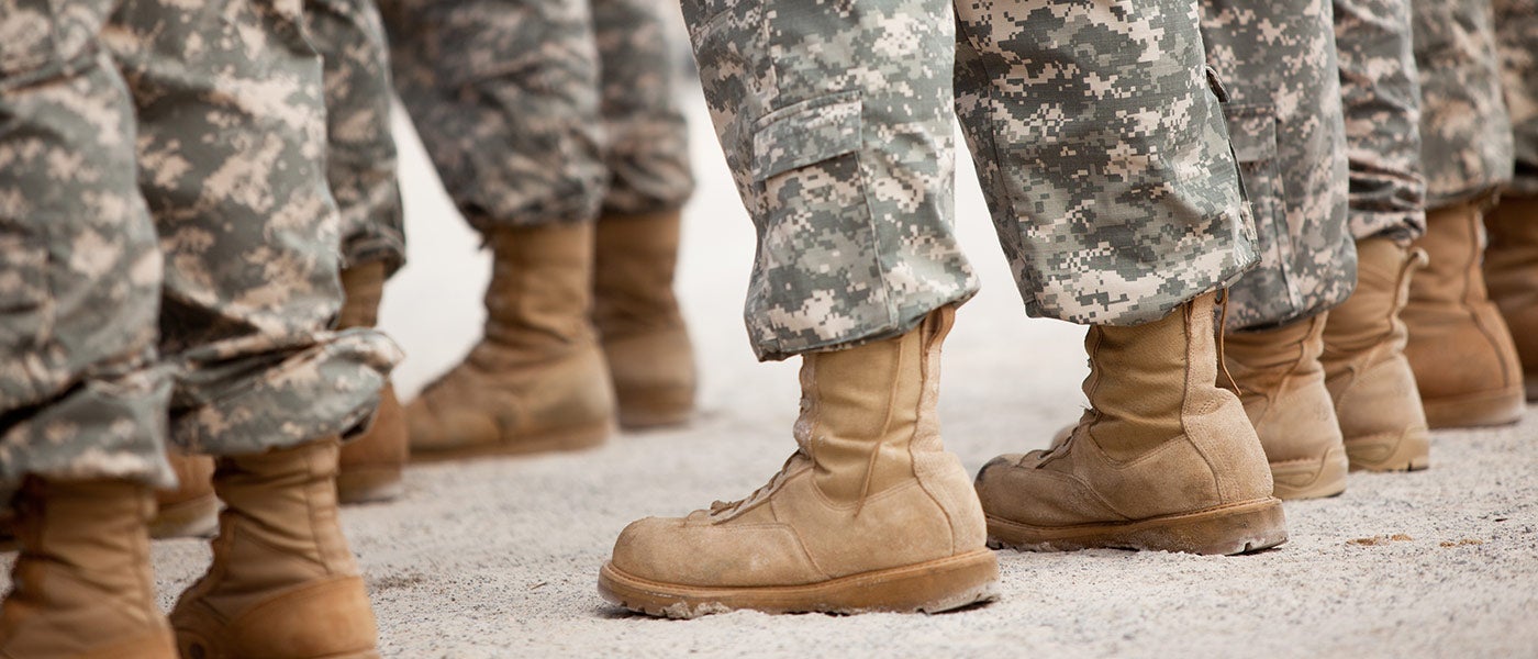 photo of soldiers' feet on grass