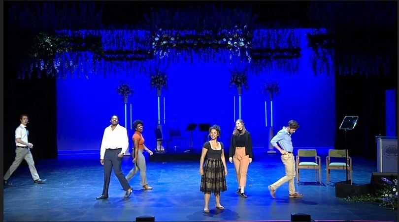 Photo of CWRU theater students performing on stage at the Maltz Performing Arts Center