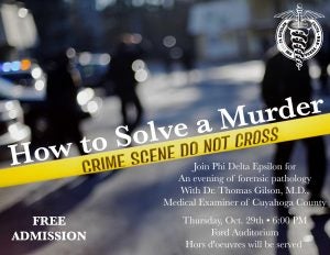 "How to Solve a Murder" lecture flyer