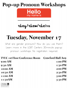 Pronouns Workshop flyer
