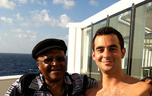 Michael Scarpaci and Desmond Tutu, again aboard Semester at Sea (in 2013).