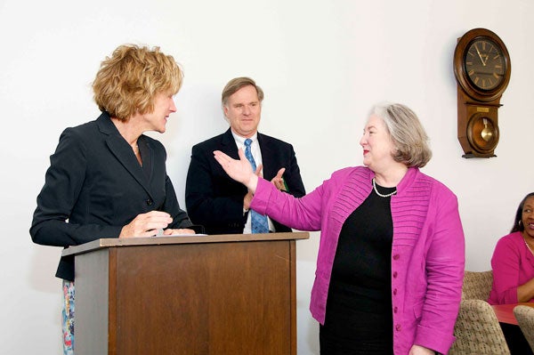 President Snyder, Provost Baeslack and Shirley Moore
