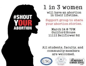 Shout Your Abortion event flyer