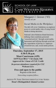 Social Media in the Workplace lecture flyer
