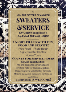 Sweaters and Service 2015 event flyer
