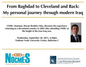 "From Baghdad to Cleveland and Back: My personal journey through modern Iraq" flyer