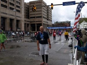 Matt Englander crosses Cleveland Marathon finish line