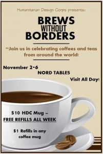 "Brew Without Borders" Coffee and Tea sale flyer