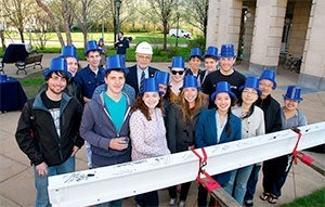 CWRU students and staff at the Tinkham Veale University Center topping off ceremony
