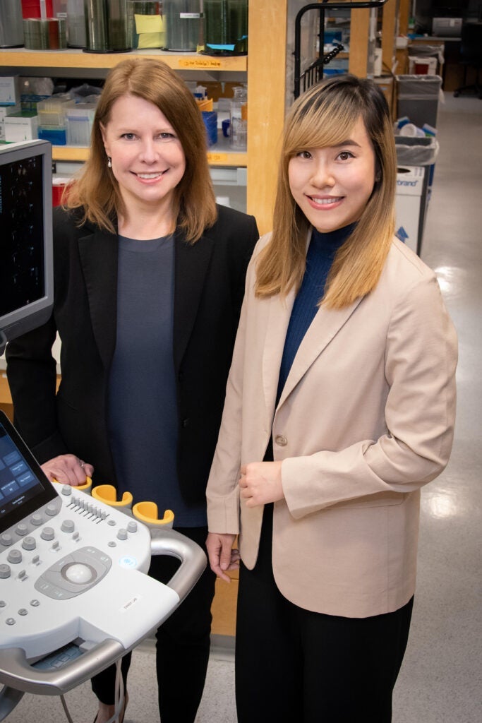 Photo of researchers Agata Exner and Pinunta "Petch" Nittayacharn